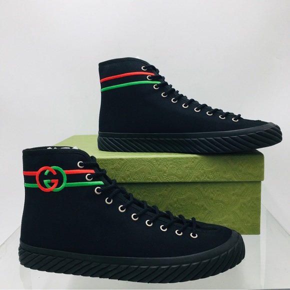 Gucci Interlocking G High Top Sneakers Black 703033 9ARZO 1000 - Picture 7 of 16